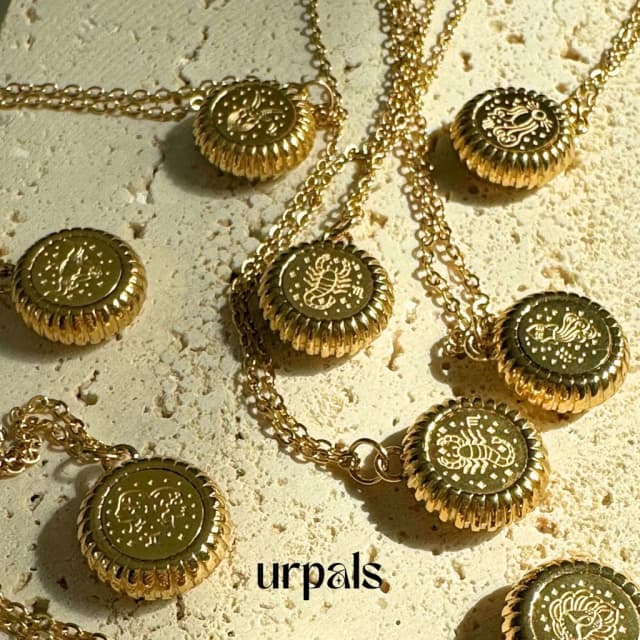สร้อยคอจี้ราศี URPALS สแตนเลสชุบทอง 18K